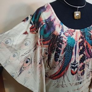 Winged arm feather pattern top 2x
